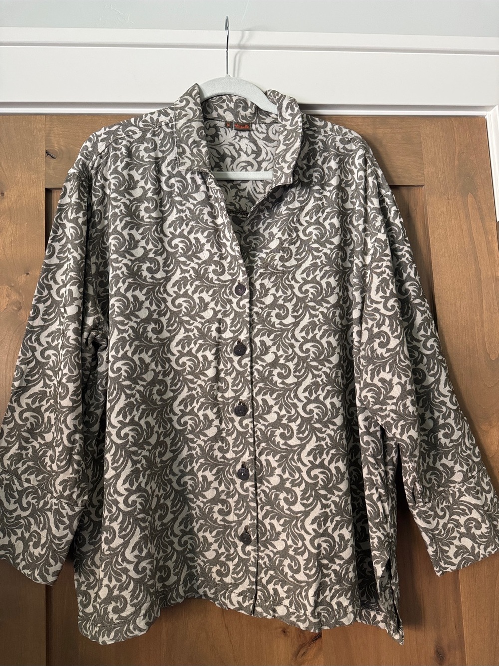 Tianello button down Tunic blouse Womens M Oversized Lagenlook coastal grandma